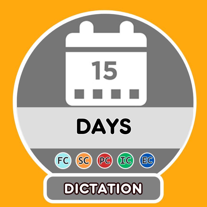 Days of the week (words) - Dictation - French Circles